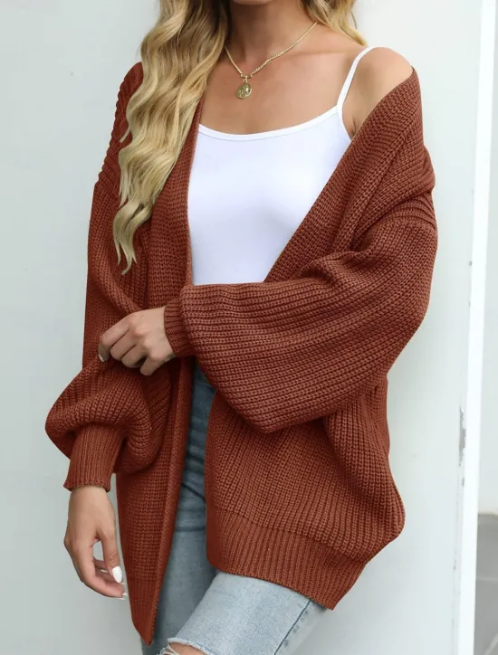 Women's Sweater Cardigan Elegant Fashion Streetwear Pure Color Open Front Knitted Long Sleeve Regular Tops Knit Outdoor Daily Weekend Black Pink Fall Winter Women Cardigans & Outerwears