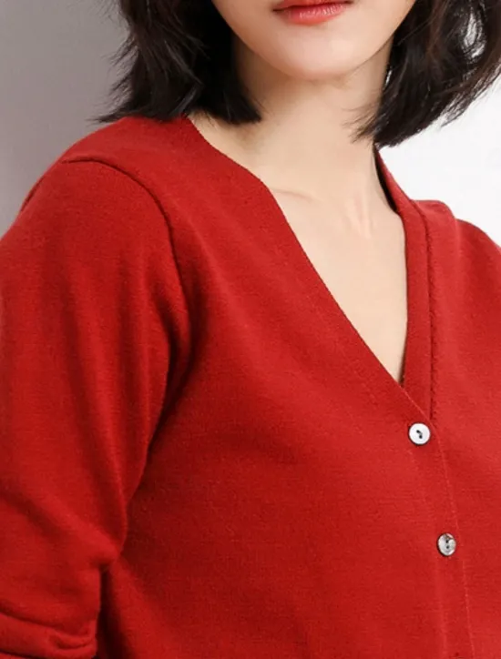 Women's Sweater Cardigan Elegant Fashion Streetwear Pure Color V Neck Pocket Knitted Long Sleeve Regular Tops Knit Outdoor Daily Weekend Black White Fall Winter Women Cardigans & Outerwears