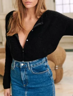 Outlet Women's Sweater Cardigan Elegant Fashion Streetwear Pure Color Crew Neck Pocket Buttons Knitted Long Sleeve Regular Tops Knit Outdoor Daily Weekend Black Blue Fall Winter Women Cardigans & Outerwears