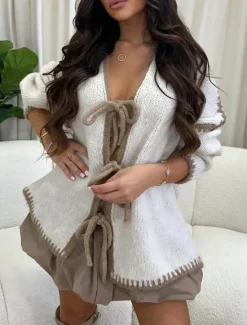 Outlet Women's Sweater Cardigan Elegant Fashion Streetwear Pure Color Open Front Pocket Knitted Long Sleeve Regular Tops Knit Outdoor Daily Weekend Pink Khaki Fall Winter Women Jackets|Cardigans & Outerwears