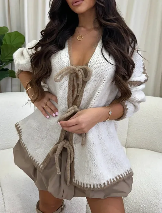 Outlet Women's Sweater Cardigan Elegant Fashion Streetwear Pure Color Open Front Pocket Knitted Long Sleeve Regular Tops Knit Outdoor Daily Weekend Pink Khaki Fall Winter Women Jackets|Cardigans & Outerwears