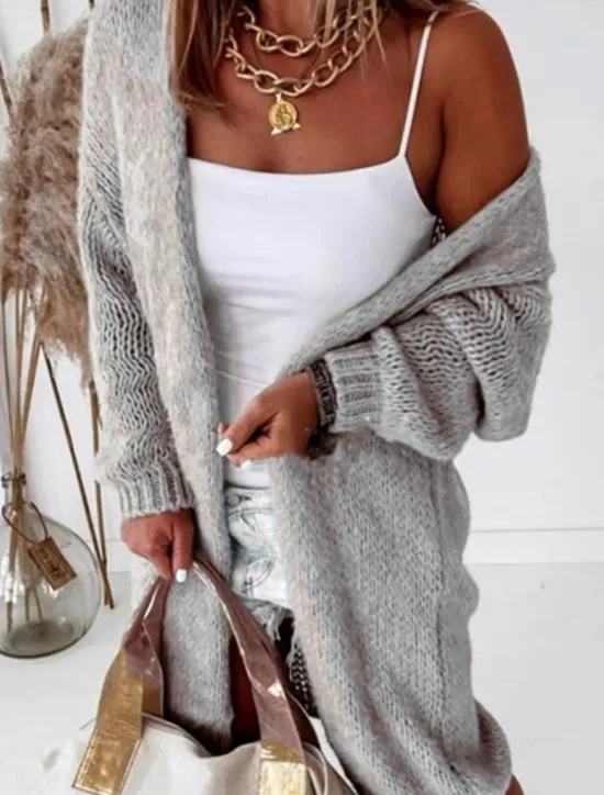 Online Women's Sweater Cardigan Elegant Fashion Streetwear Pure Color Hooded Knitted Long Sleeve Regular Tops Knit Outdoor Daily Weekend Green Khaki Fall Winter Women Cardigans & Outerwears