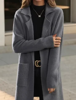 Clearance Women's Sweater Cardigan Sweater Jacket Shirt Collar Knit Pocket Knitted Spring Fall Home Daily Weekend Elegant Daily Casual Long Sleeve Pure Color Black Camel Women Cardigans & Outerwears