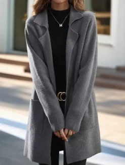 Clearance Women's Sweater Cardigan Sweater Jacket Shirt Collar Knit Pocket Knitted Spring Fall Home Daily Weekend Elegant Daily Casual Long Sleeve Pure Color Black Camel Women Cardigans & Outerwears