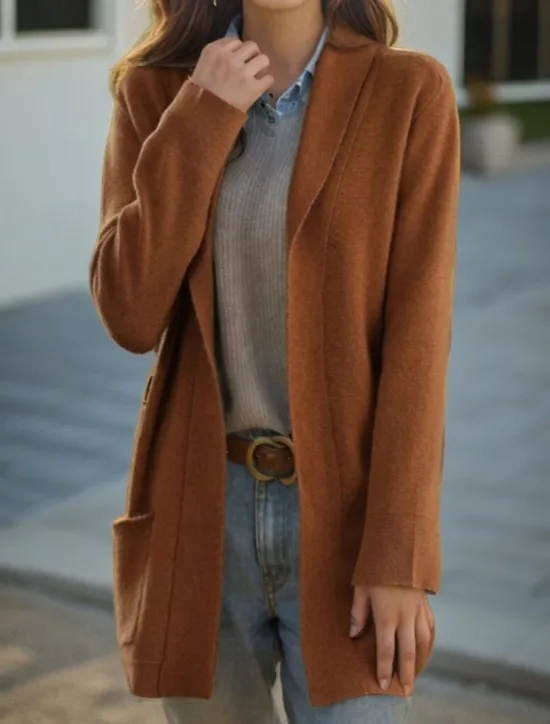 Hot Women's Sweater Cardigan Sweater Jacket Shirt Collar Knit Pocket Knitted Spring Fall Home Daily Weekend Daily Casual Soft Long Sleeve Pure Color Black Camel Women Cardigans & Outerwears