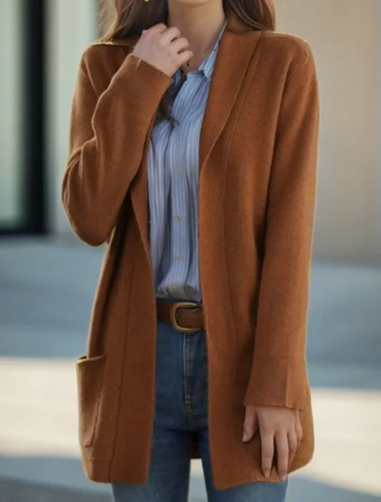 Hot Women's Sweater Cardigan Sweater Jacket Shirt Collar Knit Pocket Knitted Spring Fall Home Daily Weekend Daily Casual Soft Long Sleeve Pure Color Black Camel Women Cardigans & Outerwears