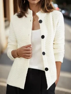 Outlet Women's Sweater Cardigan Sweater Jacket Stand Collar Knit Button Knitted Spring Fall Home Daily Weekend Vintage Daily Soft Long Sleeve Pure Color Camel Beige Women Cardigans & Outerwears