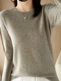 Online Women's Sweater Casual Soft Pure Color Ribbed Crew Neck Knitted Long Sleeve Regular Tops Knit Outdoor Daily Weekend Black Red Fall Winter Women Pullovers & Tops