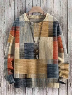 Online Women's Sweater Casual Soft Graphic Color Block Ribbed Crew Neck Knitted Print Long Sleeve Regular Tops Knit Outdoor Daily Weekend Red Royal Blue Fall Winter Women Pullovers & Tops