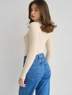 Discount Women's Sweater Casual Soft Pure Color Ribbed Turtleneck Knitted Long Sleeve Regular Tops Knit Outdoor Daily Weekend Black White Fall Winter Women Pullovers & Tops