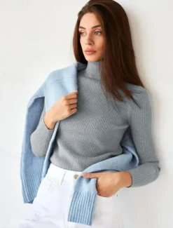 Discount Women's Sweater Casual Soft Pure Color Ribbed Turtleneck Knitted Long Sleeve Regular Tops Knit Outdoor Daily Weekend Black White Fall Winter Women Pullovers & Tops