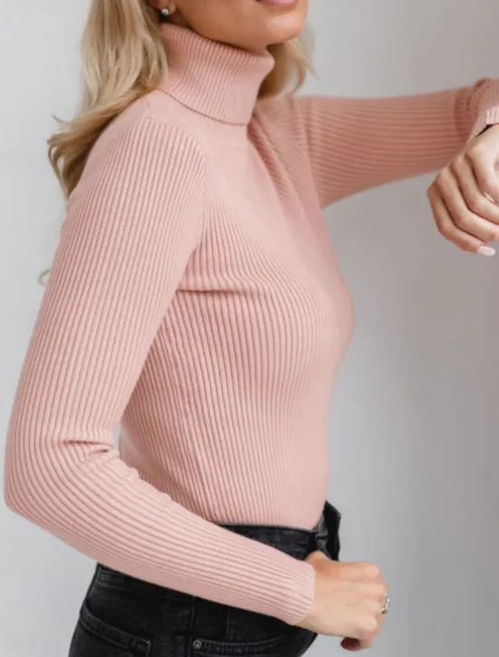 Discount Women's Sweater Casual Soft Pure Color Ribbed Turtleneck Knitted Long Sleeve Regular Tops Knit Outdoor Daily Weekend Black White Fall Winter Women Pullovers & Tops