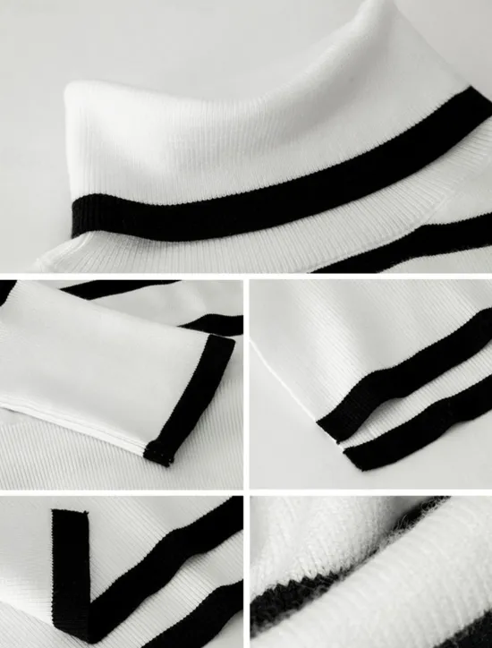 Discount Women's Sweater Casual Soft Striped Ribbed Turtleneck Knitted Long Sleeve Regular Tops Knit Outdoor Daily Weekend White Brown Fall Winter Women Pullovers & Tops
