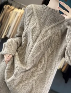 Sale Women's Sweater Casual Soft Pure Color Cable Stand Collar Knitted Long Sleeve Regular Tops Knit Outdoor Daily Weekend Black White Fall Winter Women Pullovers & Tops