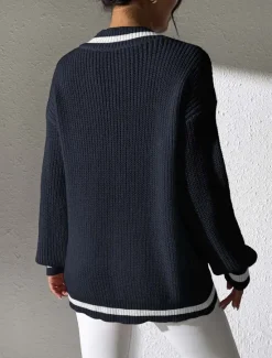 Outlet Women's Sweater Casual Soft Pure Color Crochet V Neck Knitted Long Sleeve Regular Tops Knit Outdoor Daily Weekend White Pink Fall Winter Women Pullovers & Tops