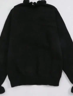 Women's Sweater Casual Soft Pure Color Ribbed V Neck Ruffle Buttons Knitted Long Sleeve Regular Tops Knit Outdoor Daily Weekend Black White Fall Winter Women Pullovers & Tops