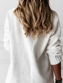 Sale Women's Sweater Casual Sweater Fashion Streetwear Stylish Solid Color V Neck V Neck Long Sleeve Regular Tops Knit Work Black White Fall Winter Women Pullovers & Tops