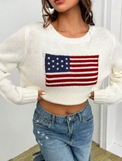 Women's Sweater Daily Stylish Casual Graphic Crew Neck Crewneck Long Sleeve Regular Tops Knit Going out Black White Fall Winter Women Pullovers & Tops