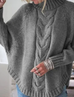 Clearance Women's Sweater Elegant Fashion Streetwear Solid Color Cable Crew Neck Knitted Long Sleeve Long Tops Knit Formal Party Pink Khaki Fall Winter Women Pullovers & Tops