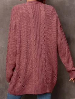 Clearance Women's Sweater Fashion Daily Casual Graphic Print Open Front Knitted Textured Long Sleeve Long Tops Knit Home Work Black Pink Fall Winter Women Cardigans & Outerwears|Pullovers & Tops