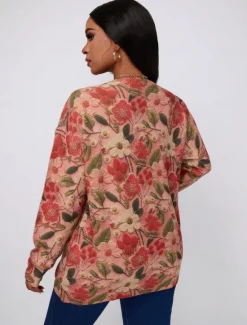 Best Women's Sweater Fashion Streetwear Casual Floral Graphic Crew Neck Digital print Long Sleeve Regular Tops Knit Outdoor Fall Winter Women Pullovers & Tops