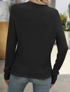 Clearance Women's Sweater Pullover Sweater Jumper Casual Soft Pure Color Ribbed Crew Neck Knitted Long Sleeve Regular Tops Knit Outdoor Daily Weekend Green Fall Winter Women Pullovers & Tops