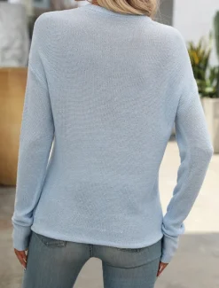 Clearance Women's Sweater Pullover Sweater Jumper Casual Soft Pure Color Ribbed Crew Neck Knitted Long Sleeve Regular Tops Knit Outdoor Daily Weekend Green Fall Winter Women Pullovers & Tops