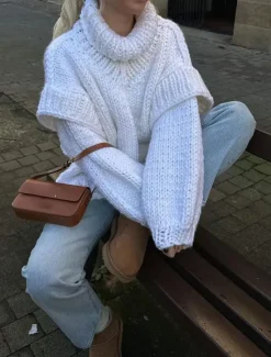 Women's Sweater Pullover Sweater Jumper Casual Soft Pure Color Ribbed Turtleneck Knitted Long Sleeve Regular Tops Knit Outdoor Daily Weekend White Blue Fall Winter Women Pullovers & Tops