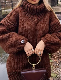 Women's Sweater Pullover Sweater Jumper Casual Soft Pure Color Ribbed Turtleneck Knitted Long Sleeve Regular Tops Knit Outdoor Daily Weekend White Blue Fall Winter Women Pullovers & Tops