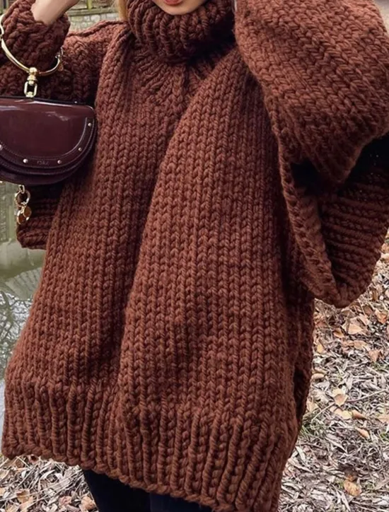 Women's Sweater Pullover Sweater Jumper Casual Soft Pure Color Ribbed Turtleneck Knitted Long Sleeve Regular Tops Knit Outdoor Daily Weekend White Blue Fall Winter Women Pullovers & Tops
