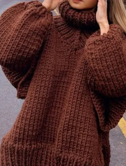 Women's Sweater Pullover Sweater Jumper Casual Soft Pure Color Ribbed Turtleneck Knitted Long Sleeve Regular Tops Knit Outdoor Daily Weekend White Blue Fall Winter Women Pullovers & Tops