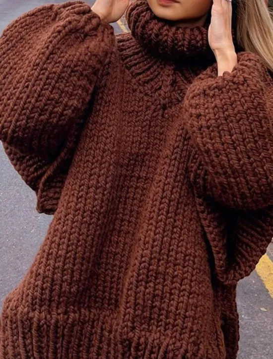 Women's Sweater Pullover Sweater Jumper Casual Soft Pure Color Ribbed Turtleneck Knitted Long Sleeve Regular Tops Knit Outdoor Daily Weekend White Blue Fall Winter Women Pullovers & Tops