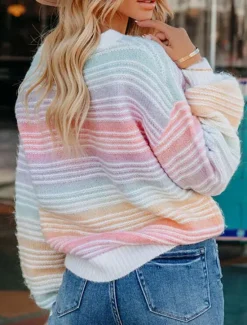 Hot Women's Sweater Pullover Sweater Jumper Casual Soft Ribbed Crew Neck Knitted Long Sleeve Regular Tops Knit Outdoor Daily Weekend Fall Winter Women Pullovers & Tops