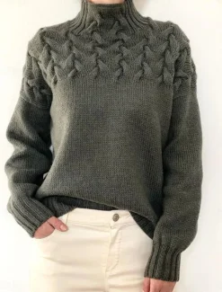 Sale Women's Sweater Pullover Sweater Jumper Casual Soft Pure Color Ribbed Turtleneck Knitted Long Sleeve Regular Tops Knit Outdoor Daily Weekend Black Pink Fall Winter Women Pullovers & Tops