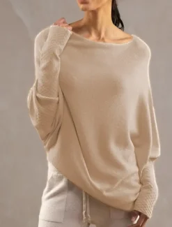 Discount Women's Sweater Pullover Sweater Jumper Casual Soft Pure Color Ribbed Boat Neck Knitted Long Sleeve Regular Tops Knit Outdoor Daily Weekend Navy Blue Green Fall Winter Women Pullovers & Tops