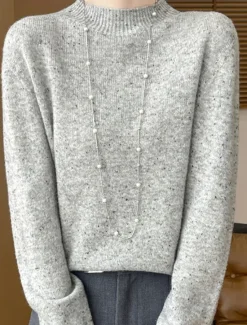 Women's Sweater Pullover Sweater Jumper Casual Soft Pure Color Ribbed Crew Neck Knitted Long Sleeve Regular Tops Knit Outdoor Daily Weekend Pink Beige Fall Winter Women Pullovers & Tops