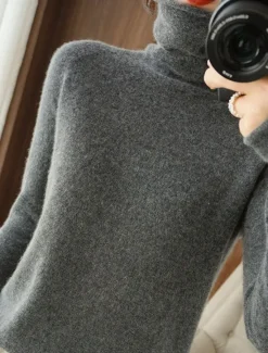 Online Women's Sweater Pullover Sweater Jumper Casual Soft Pure Color Ribbed Turtleneck Knitted Long Sleeve Regular Tops Knit Outdoor Daily Weekend Pink Camel Fall Winter Women Pullovers & Tops
