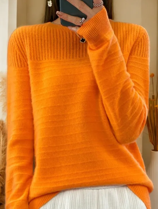 Women's Sweater Pullover Sweater Jumper Crew Neck Knit Knitted Spring Fall Home Daily Holiday Daily Soft Long Sleeve Pure Color Pink Red Women Pullovers & Tops