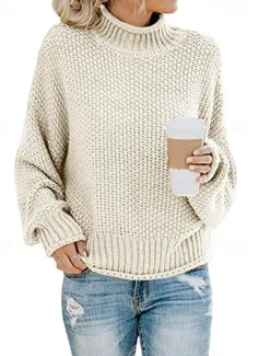 Sale Women's Sweater Pullover Sweater Jumper Casual Soft Solid Color Ribbed Crew Neck Knitted Long Sleeve Regular Tops Knit Outdoor Daily Weekend Black Blue Fall Winter Women Pullovers & Tops