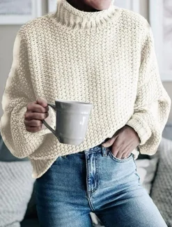 Sale Women's Sweater Pullover Sweater Jumper Casual Soft Solid Color Ribbed Crew Neck Knitted Long Sleeve Regular Tops Knit Outdoor Daily Weekend Black Blue Fall Winter Women Pullovers & Tops