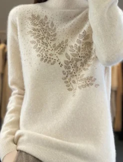 Online Women's Sweater Pullover Sweater Jumper Casual Soft Pure Color Ribbed Stand Collar Knitted Long Sleeve Regular Tops Knit Outdoor Daily Weekend Camel Beige Fall Winter Women Pullovers & Tops