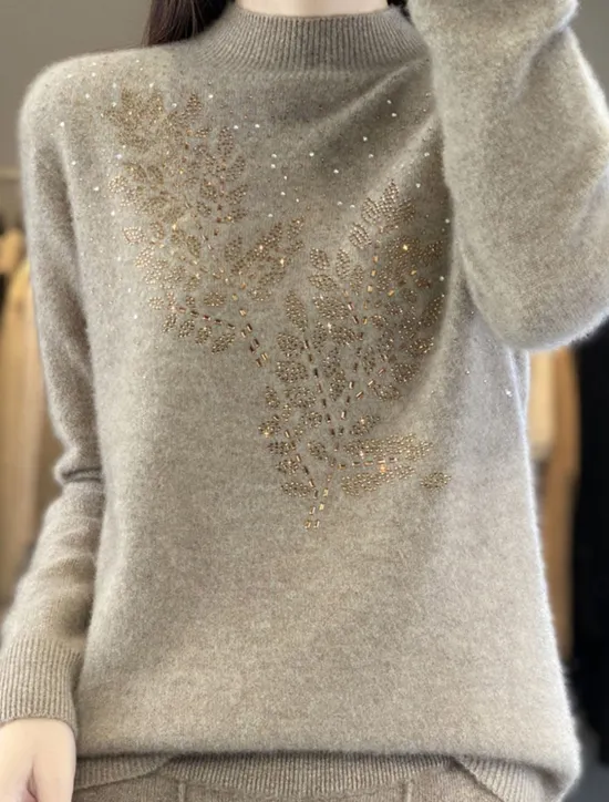 Online Women's Sweater Pullover Sweater Jumper Casual Soft Pure Color Ribbed Stand Collar Knitted Long Sleeve Regular Tops Knit Outdoor Daily Weekend Camel Beige Fall Winter Women Pullovers & Tops