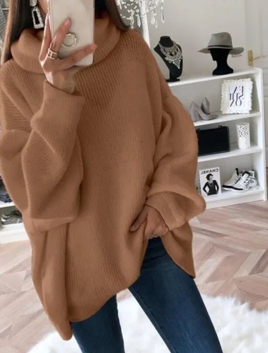 Sale Women's Sweater Streetwear Work Casual Solid Color Turtleneck Knitted Long Sleeve Long Tops Knit Home Black White Fall Winter Women Pullovers & Tops
