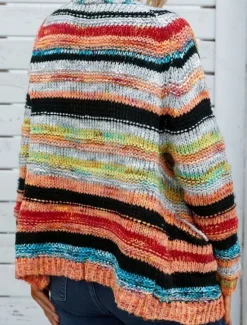 Best Women's Sweater Striped Cardigan Open Front Ribbed Knit Pocket Knitted Fall Winter Outdoor Daily Weekend Casual Soft Long Sleeve Red Blue Women Cardigans & Outerwears