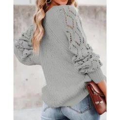 Outlet Women's Sweater Stylish Solid Color Crochet One Shoulder Knitted Half Sleeve Regular Tops Knit Daily White Pink Spring Fall Women Pullovers & Tops