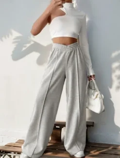 New Women's Sweatpants Chinos Pants Trousers Fashion Streetwear Casual Full Length High Waist Solid Color Elastic Waistband Comfy Soft Comfortable Stretchy Outdoor Street Light Gray Dark Gray Black Women Pants