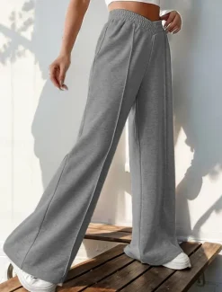 New Women's Sweatpants Chinos Pants Trousers Fashion Streetwear Casual Full Length High Waist Solid Color Elastic Waistband Comfy Soft Comfortable Stretchy Outdoor Street Light Gray Dark Gray Black Women Pants