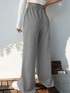 New Women's Sweatpants Chinos Pants Trousers Fashion Streetwear Casual Full Length High Waist Solid Color Elastic Waistband Comfy Soft Comfortable Stretchy Outdoor Street Light Gray Dark Gray Black Women Pants