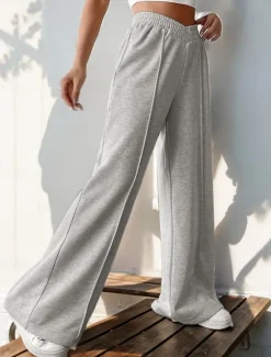 New Women's Sweatpants Chinos Pants Trousers Fashion Streetwear Casual Full Length High Waist Solid Color Elastic Waistband Comfy Soft Comfortable Stretchy Outdoor Street Light Gray Dark Gray Black Women Pants