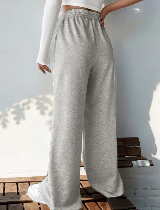 New Women's Sweatpants Chinos Pants Trousers Fashion Streetwear Casual Full Length High Waist Solid Color Elastic Waistband Comfy Soft Comfortable Stretchy Outdoor Street Light Gray Dark Gray Black Women Pants